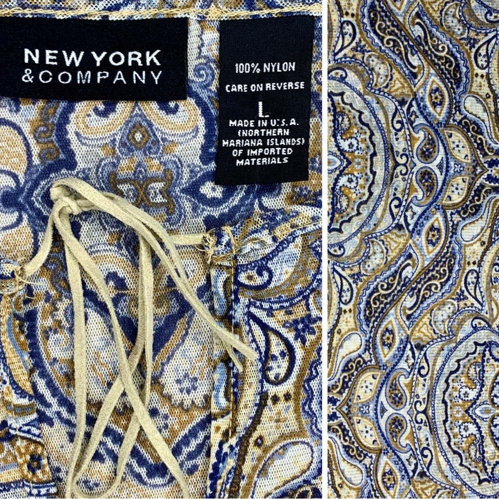 New York & Co. Semi-Sheer Paisley Shirt EUC - Picture 3 of 3